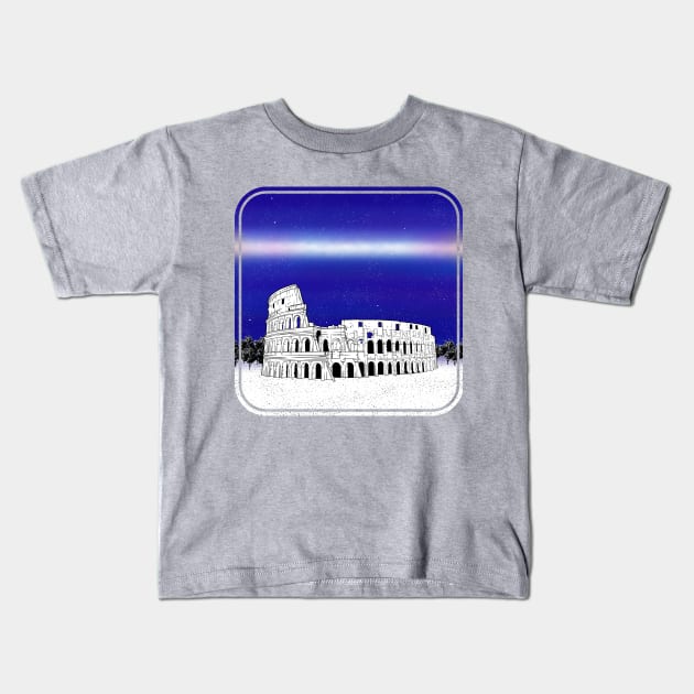 Colosseum black and white illustration Kids T-Shirt by mailboxdisco